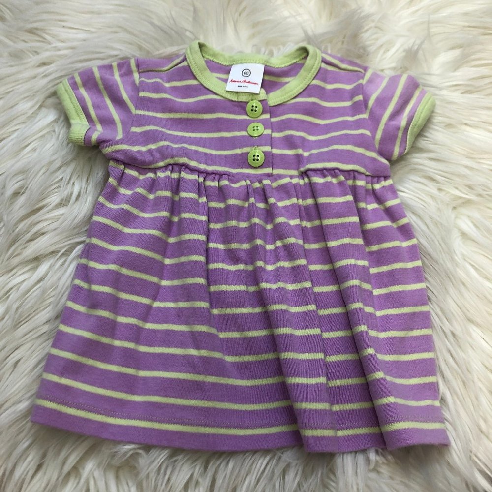 Hanna Andersson purple/green striped top size 60✨